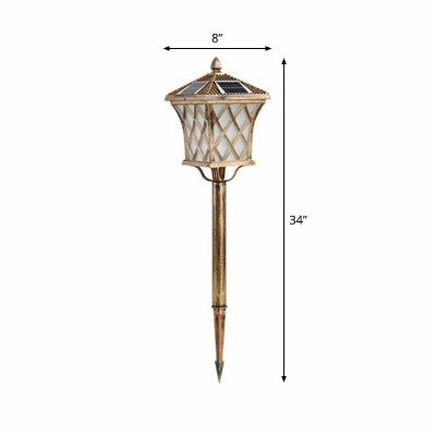 Traditional Flared Solar Lawn Lighting Milky Glass LED Ground Light with Stake for Garden