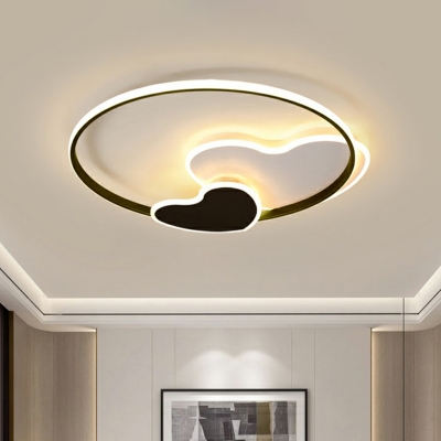 Ultra-Thin LED Flushmount Ceiling Lamp Nordic Acrylic Black and White Flush Light Fixture for Bedroom