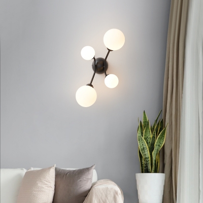 White Glass Orbs Wall Light Fixture Minimalist Wall Sconce Lighting for Living Room