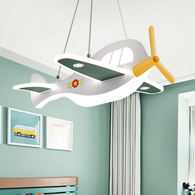 White Plane LED Chandelier Cartoon Acrylic Suspension Light Fixture for Kids Room