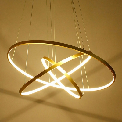 Aluminum Circle LED Pendant Lighting Minimalism Gold Finish Chandelier for Living Room