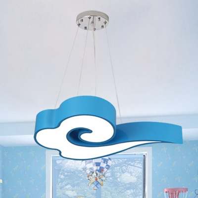 Blue Cloud Ceiling Hang Lamp Cartoon Acrylic LED Chandelier Pendant for Kindergarten