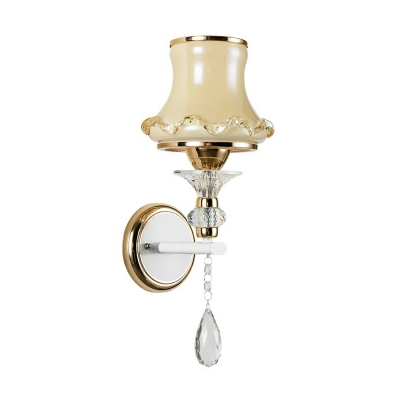 Champagne Glass Flared Wall Lamp Traditional Living Room Sconce Light with K9 Crystal Deco