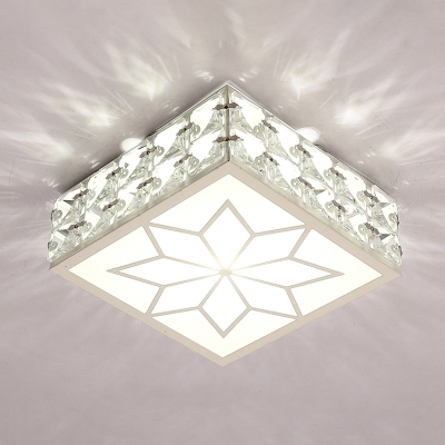 Crystal Embedded Square Ceiling Lamp Simplicity LED Flush Mounted Light for Corridor