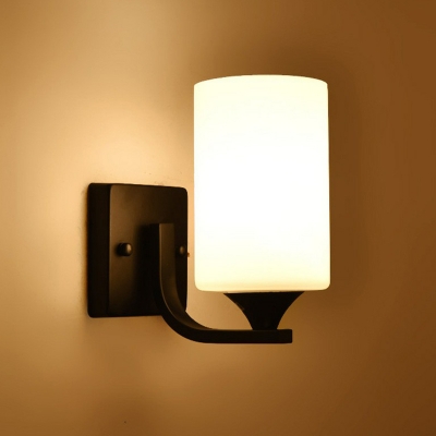 Cylindrical Corridor Wall Light Simple Style Matte White Glass Wall Mounted Lamp