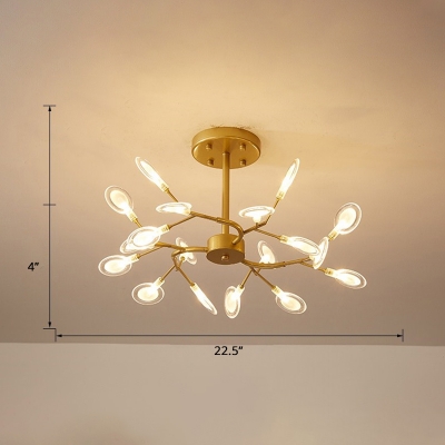 Firefly LED Ceiling Suspension Lamp Postmodern Metal Dining Room Chandelier in Brass