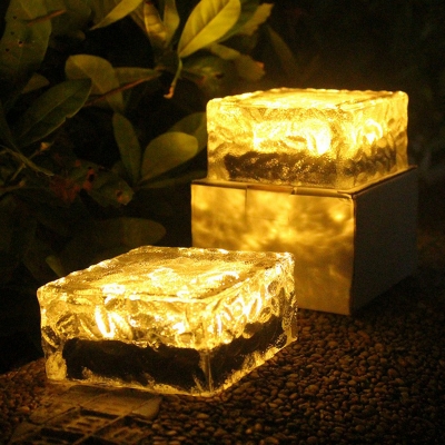 Ice Cubes Garden LED Lawn Lamp Clear Water Glass Decorative Solar Powered Ground Light