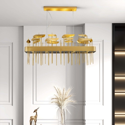 Stainless Steel Foliage Chandelier Postmodern Gold Finish Pendant Light for Bedroom