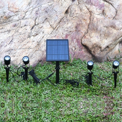 Torchlight Shaped LED Solar Ground Lamp Modern Aluminum Patio Spotlight in Black