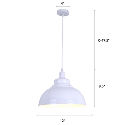Warehouse Style Bowl Pendant Lamp Single-Bulb Iron Suspension Light for Restaurant