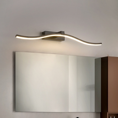 Slim Wave Wall Vanity Light Modern Metallic Led Bathroom Wall Light Over Mirror