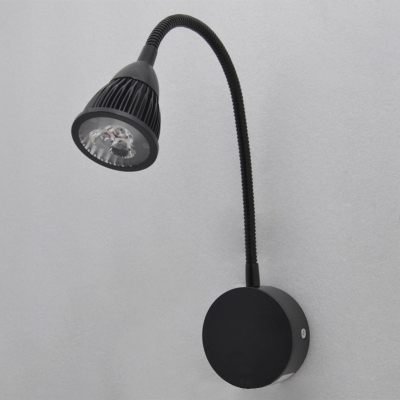 Acrylic Gooseneck Spot Light Modern Flexible 1 Light Wall Mount Light in Black for Bedside