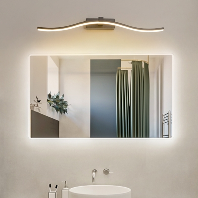 Slim Wave Wall Vanity Light Modern Metallic Led Bathroom Wall Light Over Mirror