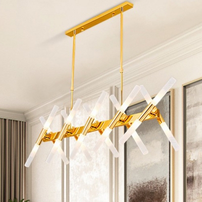 2-Layer Tubular Chandelier Simple 40 Lights Metallic Ceiling Pendant Lamp for Living Room