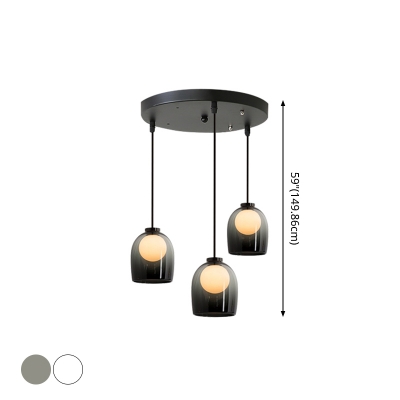 Hanging Light Nordic Glass Dining Room Pendant with Dome Shade Inside