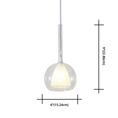 Hanging Light Nordic White Glass Dining Room Pendant with Globe Shade Outside