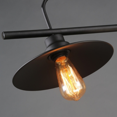 Matte Black Flared Island Light Fixture Industrial Iron Restaurant 3 Lights Hanging Lamp