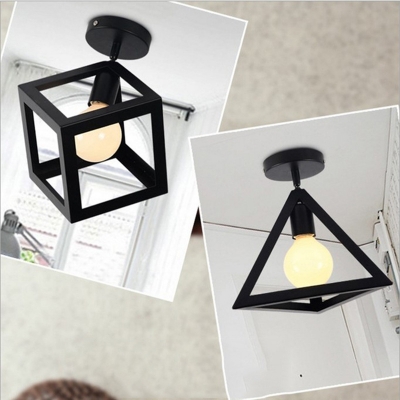 One Head Ceiling Mount Light Macaron Metal Ceiling Lamp in Black for Corridor Living Room