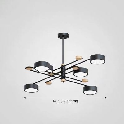 Ring Chandelier Light with Radial Design Metallic Led Modern Ceiling Pendant Light with Adjustable Height