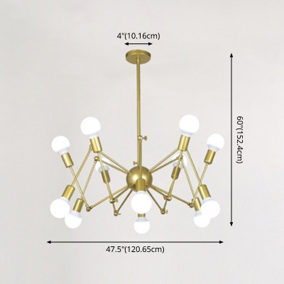 Spider Shape Pendant Lighting Industrial Style Iron for Bedroom Living Room Ceiling Chandelier