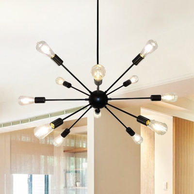 Ceiling Chandelier Industrial Naked Bulb Metal Pendant Light Fixture for Living Room