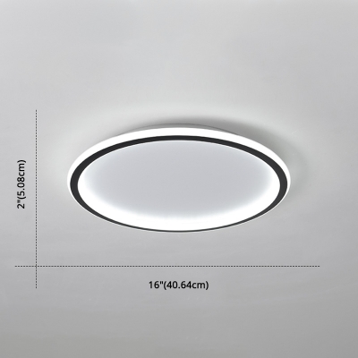 Disc Acrylic Ceiling Lighting Nordic Style 2 Inchs Height LED Black and White Flush Lamp for Living Room