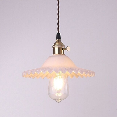 Glass Pot Cover Ceiling Light Industrial Single Restaurant Hanging Pendant Light with Scalloped