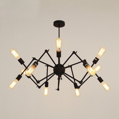 Black Spider Pendant Lighting Industrial Style Iron for Bedroom Living Room Ceiling Chandelier