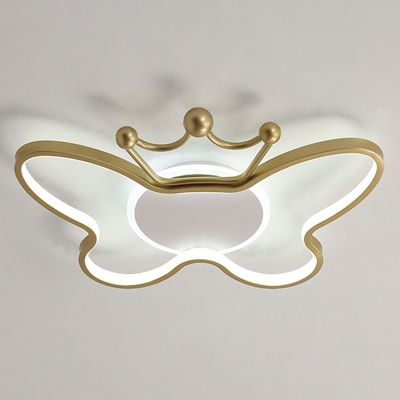 Butterfly Semi Flush Ceiling Light Cartoon Metal 1-Light Ceiling Mount Fixture for Children Bedroom