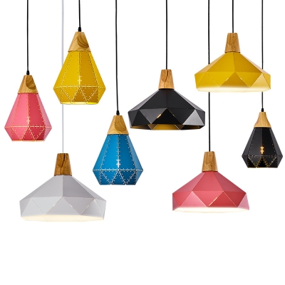 Colorful Nordic Origami Pendant Light Iron Single Light Lighting Fixture for Children Room