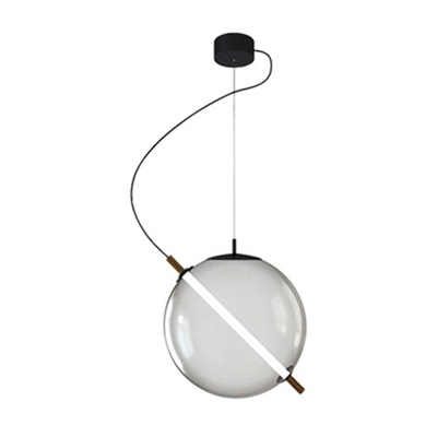 Globe Pendant Light Kit Modern Smoke Glass LED Light Dining Room Hanging Lamp
