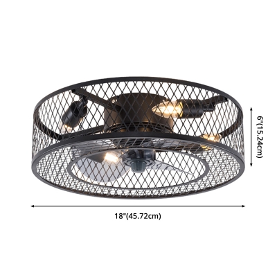 Industrial Style Ceiling Light Metal Frame with 4 Light Flush Mount Ceiling Light Fixture for Bedroom