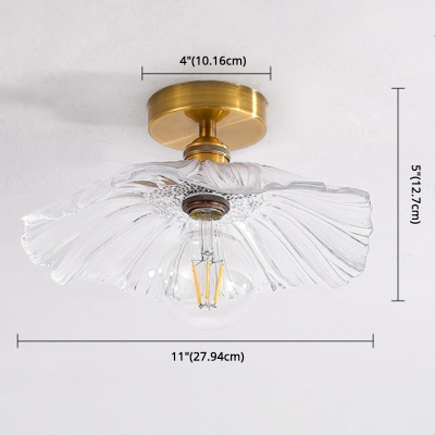 Mount Lamp with Glass Shade Vintage 1 Light Flush Ceiling Light in Brass for Bedroom Living Room