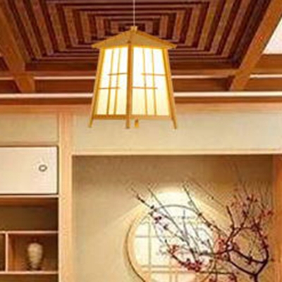 Temple Shaped Restaurant Hanging Lamp Bamboo 1 Bulb Japanese Style 11