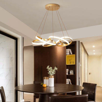 Twisting Metal Pendant Lamp Simplicity LED Gold and White Ceiling Chandelier Light