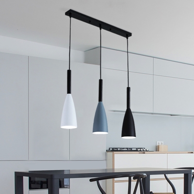 Dining Table Funnel Pendant Light Metal 3 Light 27.5 Inchs Wide Nordic Style Black Ceiling Pendant