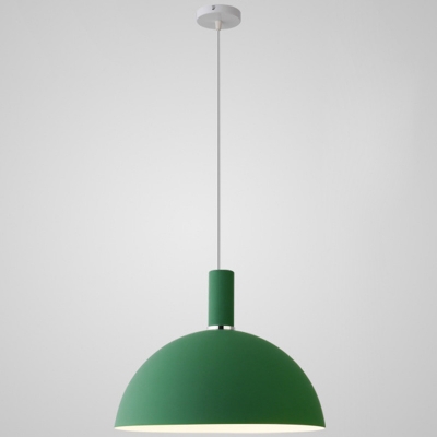 Metal Dome Shade Hanging Light Fixture Macaron Single Pendant Lamp in Multi Colors for Dining Room