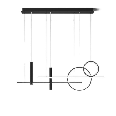 Metalline Ring and Cylinder Island Light Fixture Simplicity LED Hanging Lamp for Dining Room