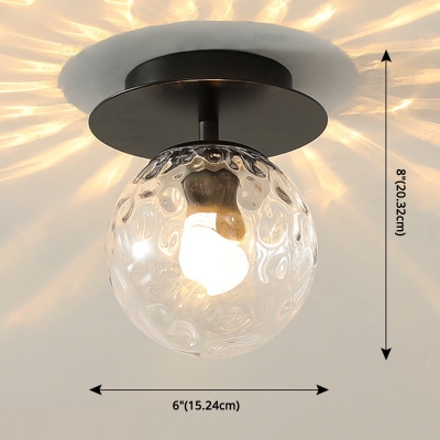 Minimalist Ball Glass Ceiling Lamp 6 Inchs Wide Single-Bulb with Round Canopy