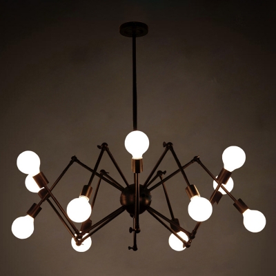 Spider Pendant Lighting Industrial Style Iron for Bedroom Living Room Ceiling Chandelier in Black