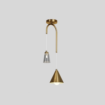 6 Inch Wide Conical Pendant Light Kit Postmodern Metallic Modern 2 Lights