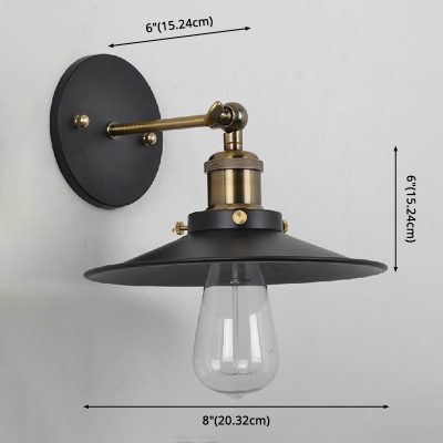 Black Metal Industrial Sconce Wall Lamp Flared Shade 1-Bulb Wall Sconce with Swing Arm