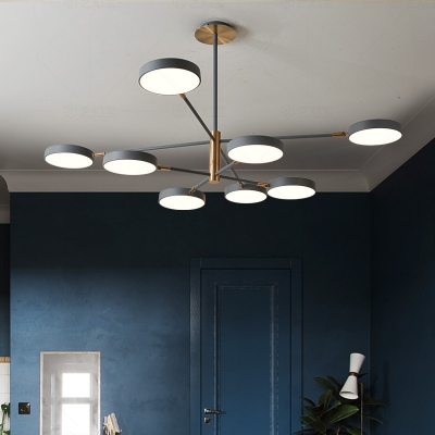Iron Drum LED Hanging Chandelier Post Modern Ceiling Pendant Lamp for Living Room Dining Room