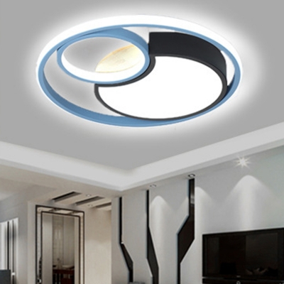 Blue Geometric Flush Mounted Lamp 2 Inchs Height Contemporary LED Acrylic Flushmount Light