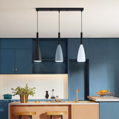 Dining Table Funnel Pendant Light Metal 3 Light 27.5 Inchs Wide Nordic Style Black Ceiling Pendant