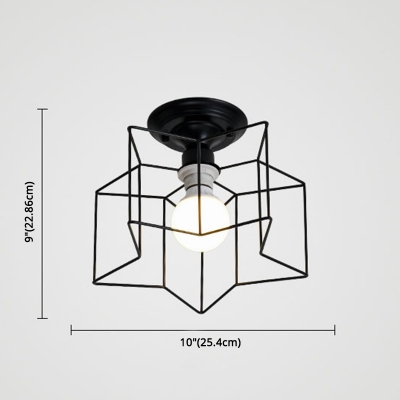 Metal Ceiling Mount Retro Industrial Style Ceiling Light with 5 Light Metal Cage Shade Semi Flush for Bedroom