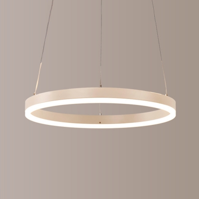 Post Modern White Chandelier Tiered LED Light Circular Ring Chandeliers for Dining Room Foyer Farmhouse