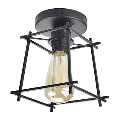 Retro Industrial Style Ceiling Light Fixture Metal Ceiling Mount with 1 Light Metal Shade Semi Flush for Bedroom