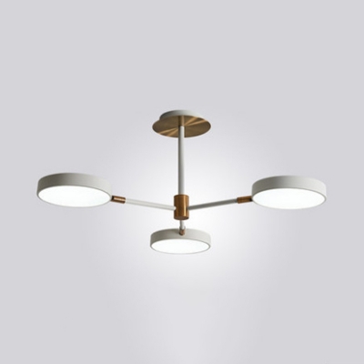 Round Chandelier Light with Radial Design Metallic Led Modern Ceiling Pendant Light