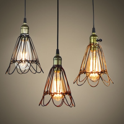 Vintage Black Industrial Rustic Metal Single Light LED Pendant Light Ceiling Lamp Shade for Warehouse